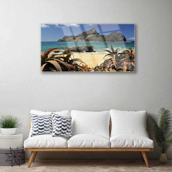 Skleneny obraz Pláž more skala príroda 100x50 cm 2 Prívesky