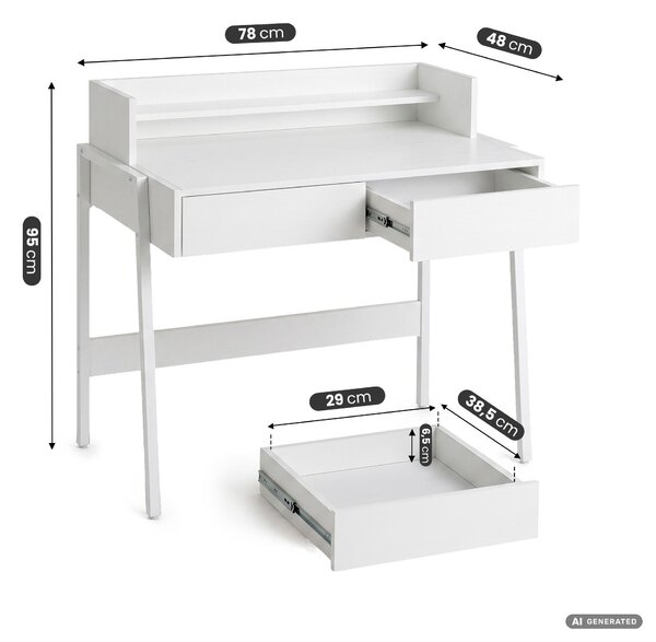 Ak furniture Písací stôl Flux 78 cm biely
