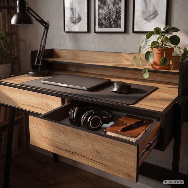 Ak furniture Písací stôl Flux 78 cm dub Craft/čierny