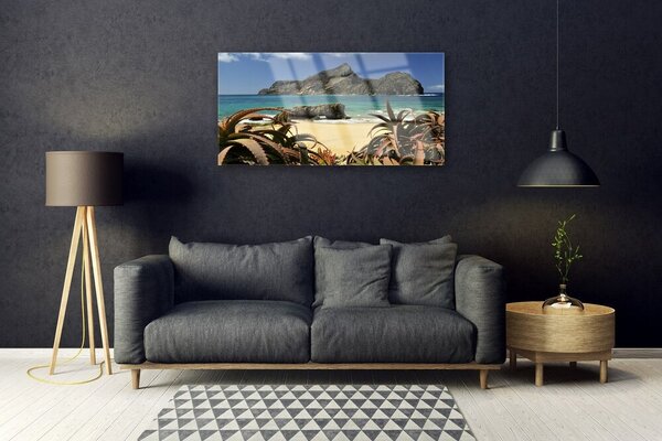 Skleneny obraz Pláž more skala príroda 100x50 cm 2 Prívesky