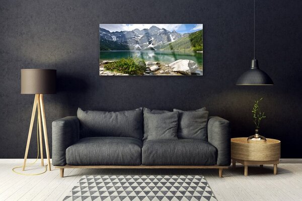 Skleneny obraz Jazero hory príroda 100x50 cm 2 Prívesky