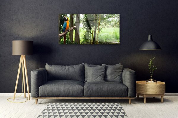 Skleneny obraz Papagáj stromy príroda 100x50 cm 2 Prívesky