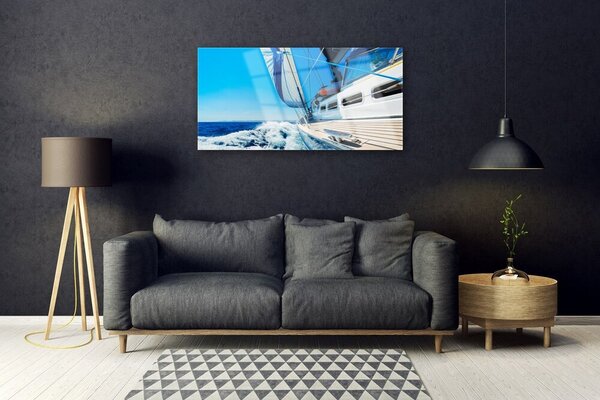 Skleneny obraz Loďka more príroda 100x50 cm 2 Prívesky