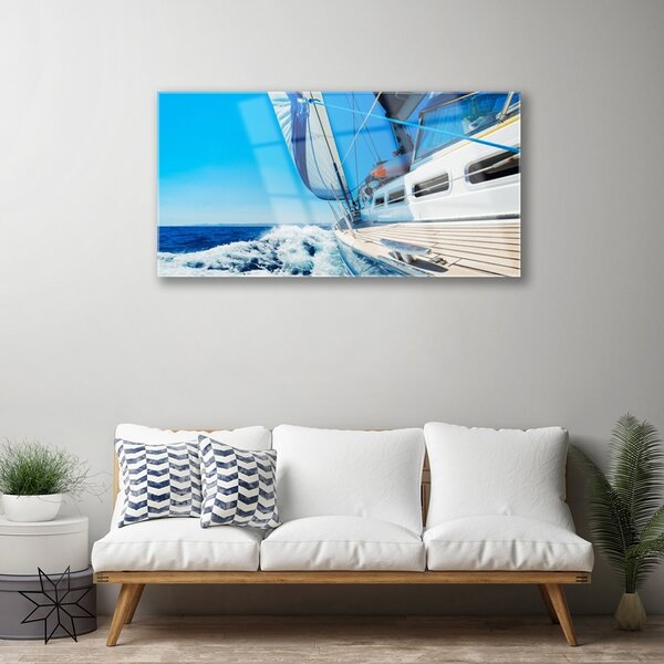 Skleneny obraz Loďka more príroda 100x50 cm 2 Prívesky