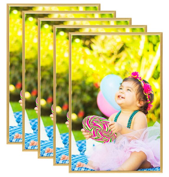 Fotorámiky na stenu alebo stôl 5 ks zlaté 50x70 cm MDF