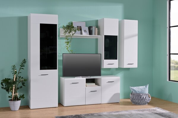 TV DIEL, antracitová, biela, 140/64/42 cm Hom`in - Obývacie zostavy