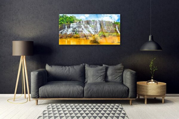 Skleneny obraz Vodopád stromy príroda 100x50 cm 2 Prívesky