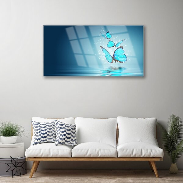 Skleneny obraz Motýle voda umenie 100x50 cm 2 Prívesky