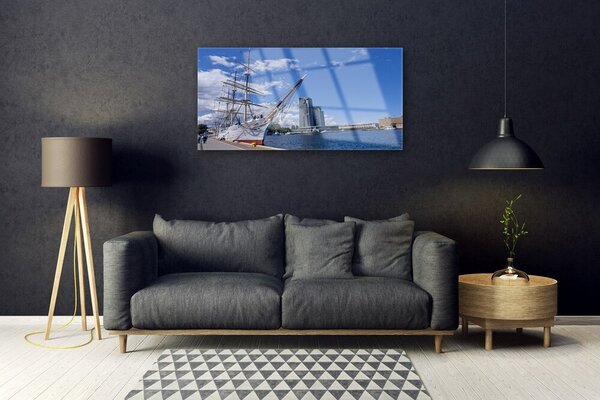 Skleneny obraz Loďka more mesto krajina mesto krajina 100x50 cm 2 Prívesky