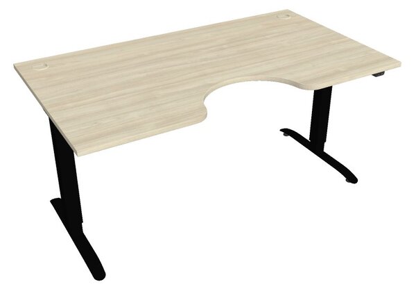 Elektricky výškovo nastaviteľný stôl Hobis Motion Ergo - 2 segmentový, štandardný ovládač Šírka: 160 cm, Farba dosky: agát, Farba kovu: čierna RAL 9005
