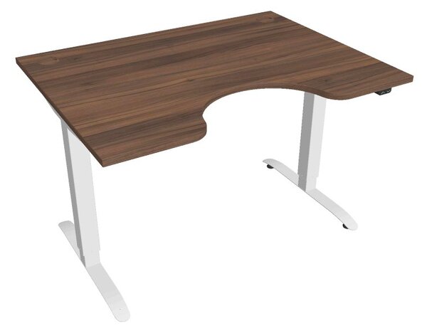 Elektricky výškovo nastaviteľný stôl Hobis Motion Ergo - 2 segmentový, štandardný ovládač Šírka: 120 cm, Farba dosky: orech, Farba kovu: biela RAL 9016