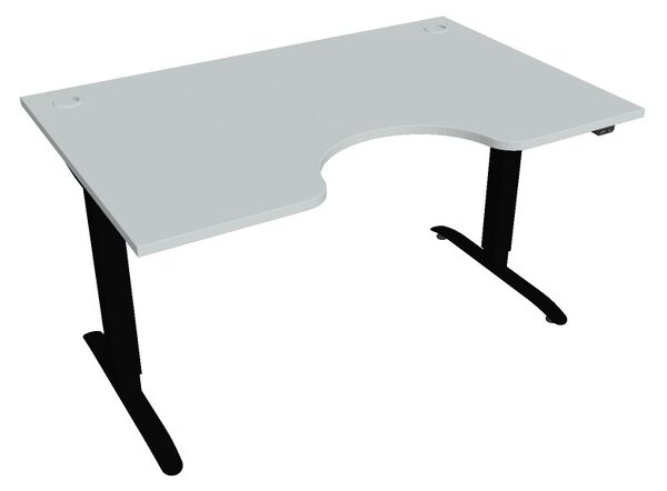 Elektricky výškovo nastaviteľný stôl Hobis Motion Ergo - 2 segmentový, štandardný ovládač Šírka: 140 cm, Farba dosky: sivá, Farba kovu: čierna RAL 9005