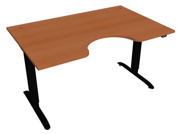 Elektricky výškovo nastaviteľný stôl Hobis Motion Ergo - 2 segmentový, štandardný ovládač Šírka: 140 cm, Farba dosky: čerešňa, Farba kovu: čierna RAL 9005