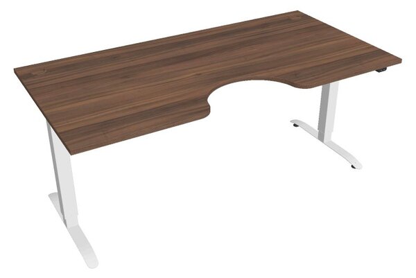 Elektricky výškovo nastaviteľný stôl Hobis Motion Ergo - 2 segmentový, štandardný ovládač Šírka: 180 cm, Farba dosky: orech, Farba kovu: biela RAL 9016