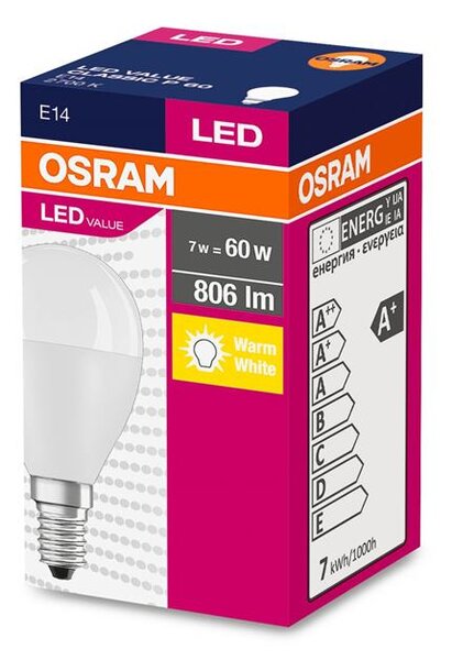 Ziarovka OSRAM® LED FR 060 (ean2939) non-dim, 7W/827 E14 2700K Value CLASSIC P