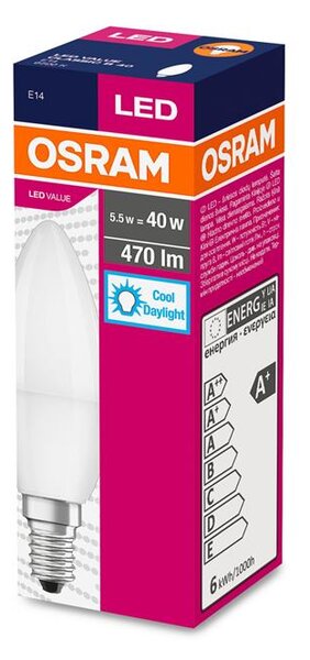 Ziarovka OSRAM® LED FR 040 (ean1066) non-dim, 5,7W/865 E14 6500K Value CLASSIC B