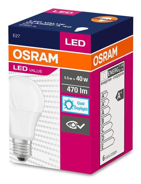 Ziarovka OSRAM® LED FR 040 (ean1011) non-dim, 5W/865 E27 6500K Value CLASSIC A