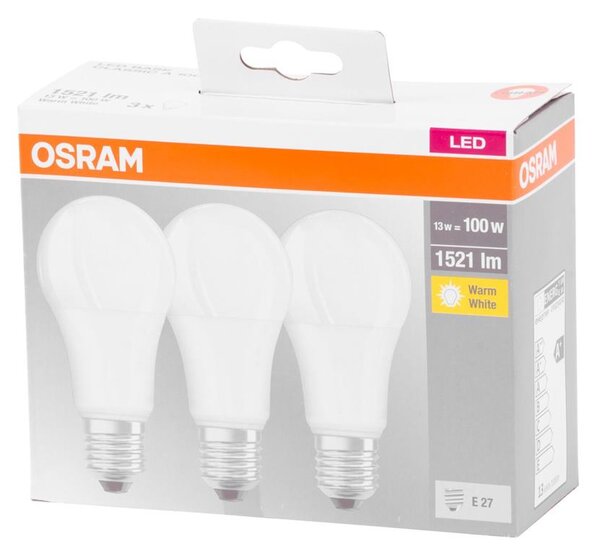 3 ks Žiarovka OSRAM® BASIC LED FR 100 (ean 9412) non-dim 13W/827 E27 2700K MULTIPACK bal. 3 ks