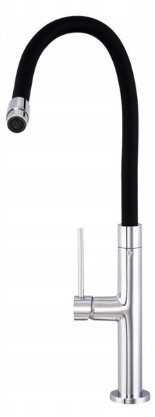 Gamma Flex Slim, vysoká kuchynská batéria s elastickým ramenom h-480 mm, čierna-chrómová, GMA-BFXSL-CH