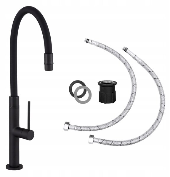 Gamma Flex Slim, vysoká kuchynská batéria s elastickým ramenom h-480 mm, čierna, GMA-BFXSL-BK