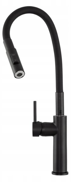 Gamma Full New, vysoká kuchynská batéria s elastickým ramenom a spŕškou h-485 mm, čierna matná, GMA-BFLN-BK