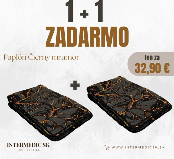 1+1 ZADARMO Paplón Čierny Mramor 140×200 cm – 2 ks