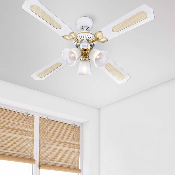 Westinghouse Ventilátor Princess Trio, biely, tichý, Ø 105 cm, Biela / opálová, Obývacia izba / jedáleň, Drevo