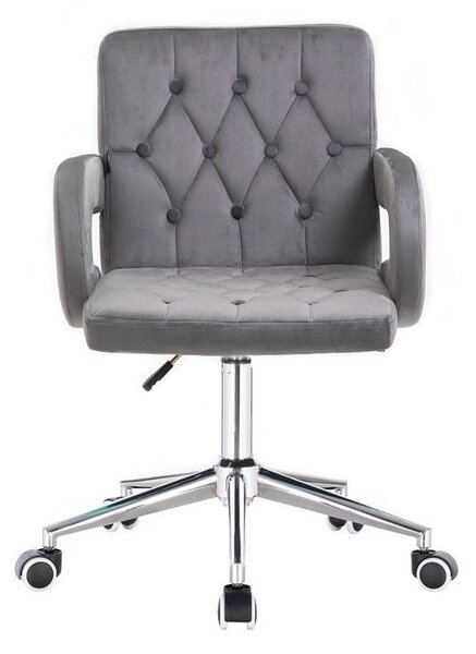 LuxuryForm DESIGN Stolička BOSTON VELUR na striebornej podstave s kolieskami - šedá