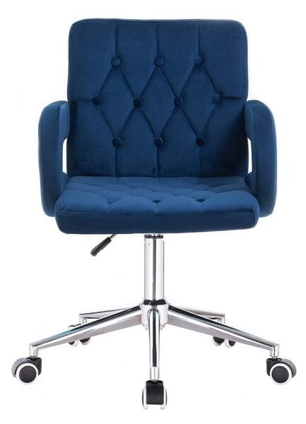 LuxuryForm DESIGN Stolička BOSTON VELUR na striebornej podstave s kolieskami - modrá