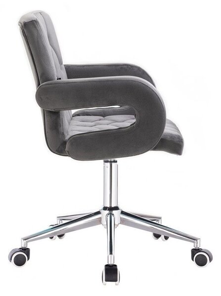 LuxuryForm DESIGN Stolička BOSTON VELUR na striebornej podstave s kolieskami - šedá