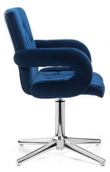 LuxuryForm DESIGN Stolička BOSTON VELUR na striebornom kríži - modrá