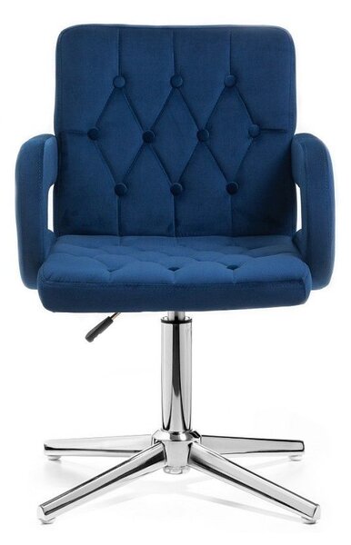 LuxuryForm DESIGN Stolička BOSTON VELUR na striebornom kríži - modrá