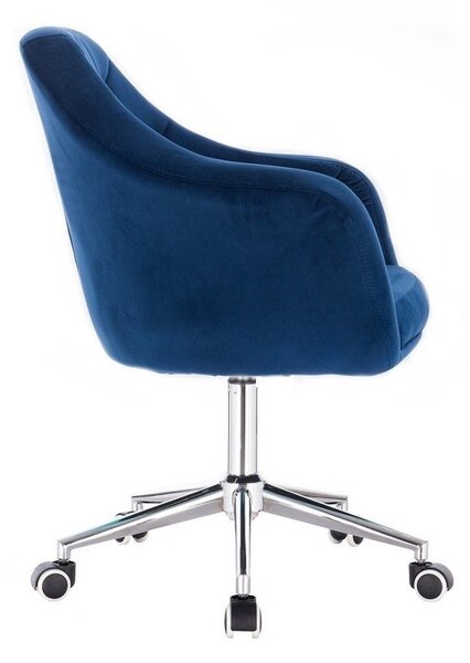 LuxuryForm DESIGN Kreslo ROMA VELUR na striebornej podstave s kolieskami - modré