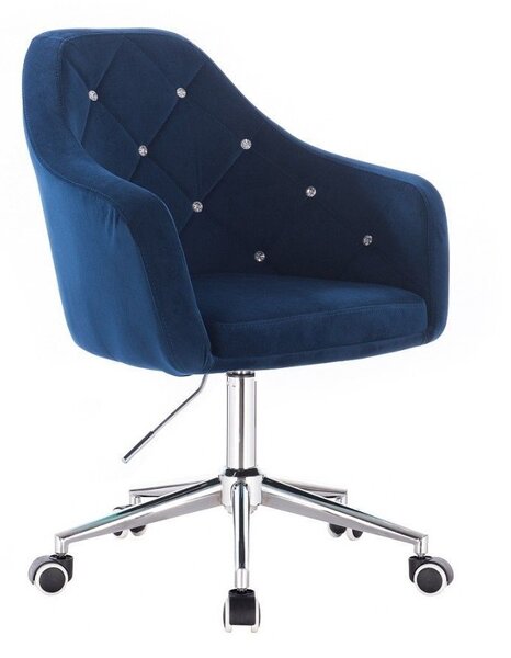 LuxuryForm DESIGN Kreslo ROMA VELUR na striebornej podstave s kolieskami - modré