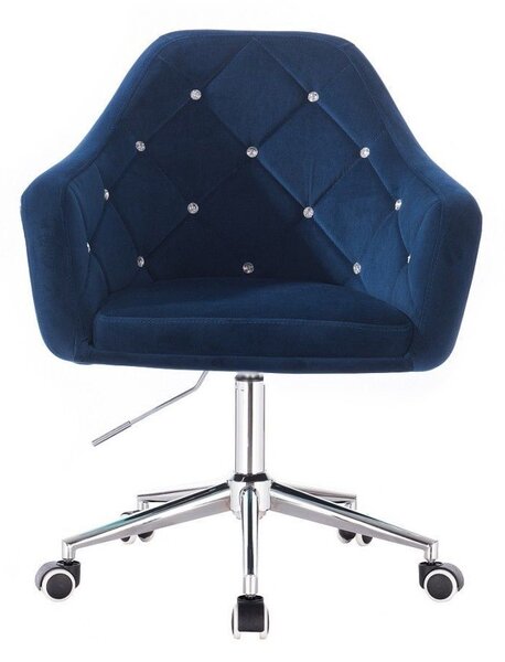 LuxuryForm DESIGN Kreslo ROMA VELUR na striebornej podstave s kolieskami - modré