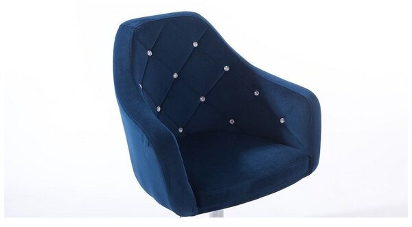 LuxuryForm DESIGN Kreslo ROMA VELUR na striebornom kríži - modré
