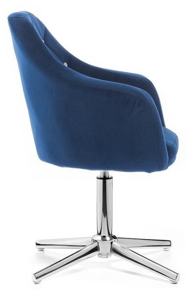 LuxuryForm DESIGN Kreslo ROMA VELUR na striebornom kríži - modré