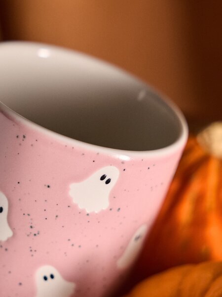 Sinsay - Keramický hrnček s halloweenskym motívom - pastelová ružová