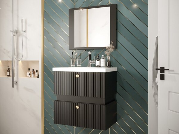 Kúpeľňový nábytok Syliko VI, Sifón: bez sifónu, Umývadlo: nie, Farby: čierna Mirjan24 5903211250569