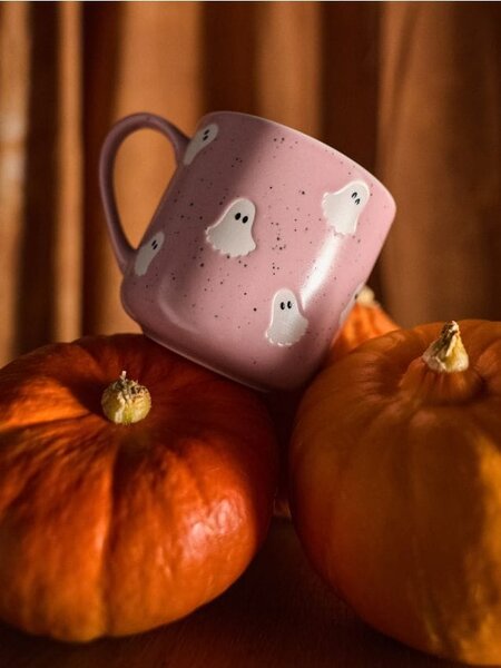Sinsay - Keramický hrnček s halloweenskym motívom - pastelová ružová