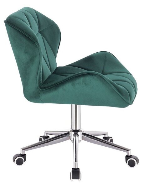 LuxuryForm DESIGN Stolička MILANO VELUR na striebornej podstave s kolieskami - zelená