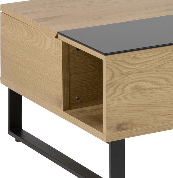 KONFERENČNÝ STOLÍK, čierna, farba duba, kov, sklo, kompozitné drevo, 110/60/35 cm Livetastic - Stolíky do obývačky, Online Only