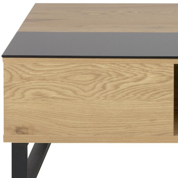 KONFERENČNÝ STOLÍK, čierna, farba duba, kov, sklo, kompozitné drevo, 110/60/35 cm Livetastic - Stolíky do obývačky, Online Only