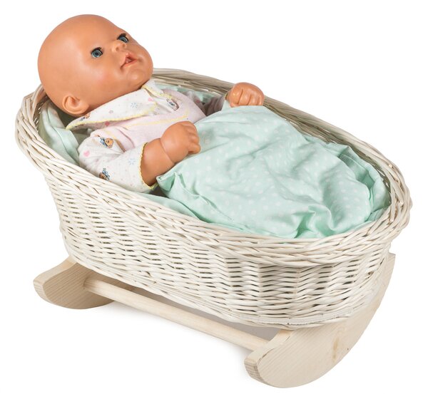 Kolíska prútená bielená pre bábiku Vugge I. š. 45 x hl. 30 x v. 20(cm)