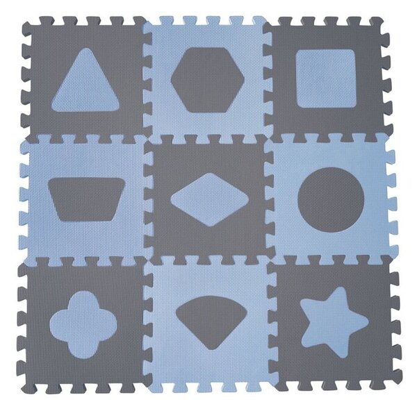 BABYDAN BABYDAN Penová hracia podložka puzzle Geometrické tvary, Blue 90 x 90 cm