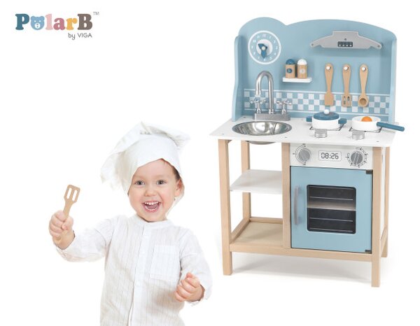 Detská kuchynka Viga 44047 PolarB strieborná / modrá