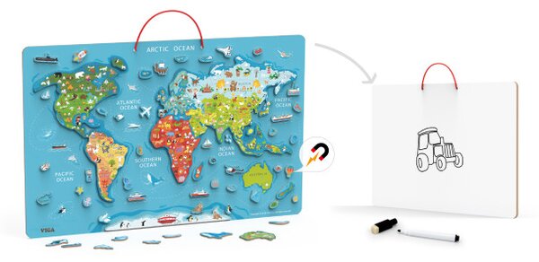 Magnetická tabuľa 2v1 Viga 44508 mapa sveta