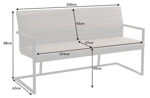 Dizajnová lavica Maximiliano 160 cm vintage taupe