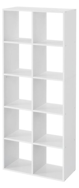 VASAGLE Knižnica s 10 kockami v škandinávskom štýle 66 x 162 x 30 cm biela