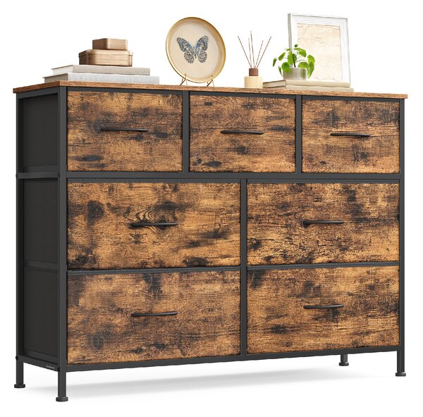 SONGMICS Komoda so 7 látkovými zásuvkami, 99 x 74 x 30 cm, hnedá, čierna